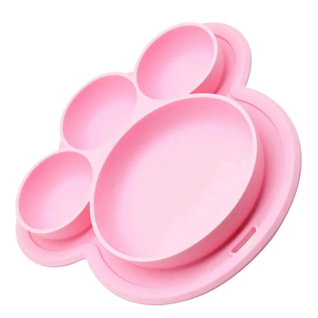 

Dinner Plate for Kids Feeding Silicone Food Fruits Divided Dish Bowl Paw Shape Feeding Tableware Baby Toy Gift kids dinner plate