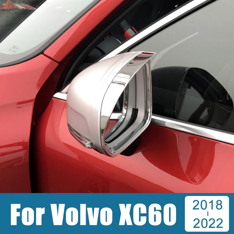

For Volvo XC60 2018 2019 2020 2021 2022 ABS Car Rearview Mirror Eyebrow Rainproof Rain Protector Trims Cover Sticker Accessories