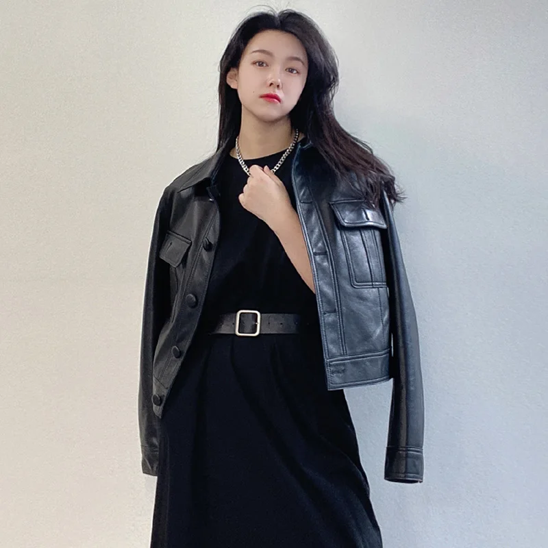Новинка 2022 женская кожаная куртка Женская демисезонная куртка-бомбер для