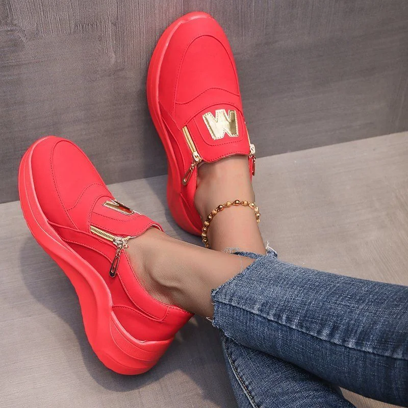 Women Casual Sneakers M Printed Side Zipper Platform Plus Size Vulcanized Shoes Zapatillas Mujer Sapato Plataforma Feminino