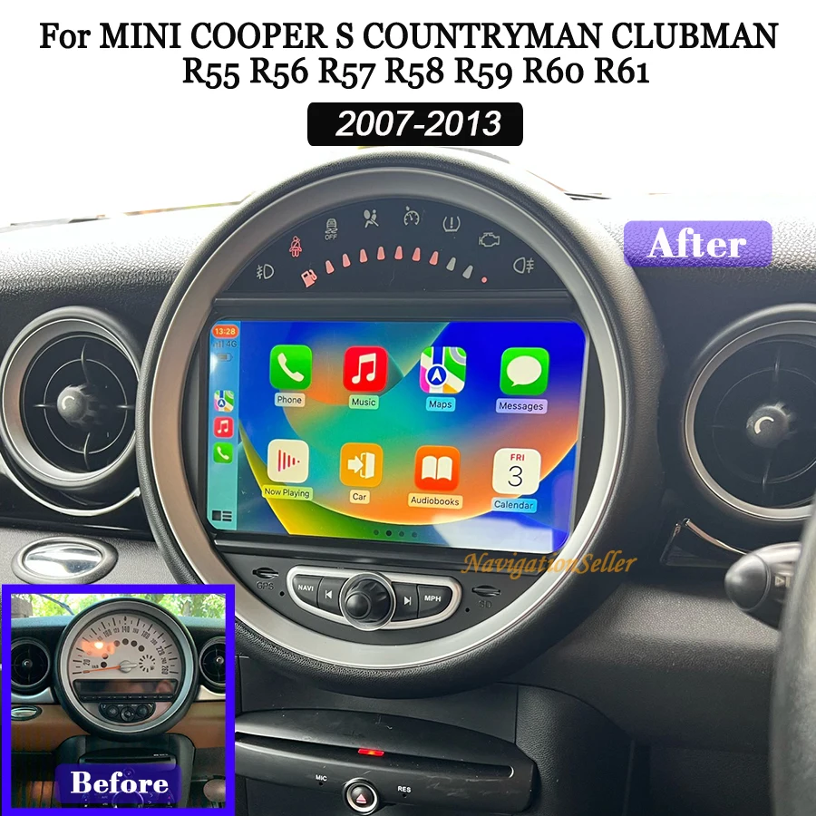 Android 13 64G беспроводной CarPlay авто для BMW Mini Cooper R55 R56 R57 R58 R59 Countryman R60 R61 2007-2013 радио Gps