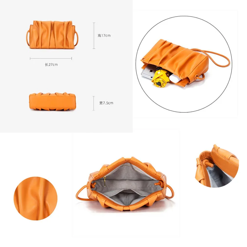 2022 New Luxury Genuine Leather Soft Cloud Bag Women's Small Square Bag Lady's Brand Fashion Designer Female Shoulder Bag Casual