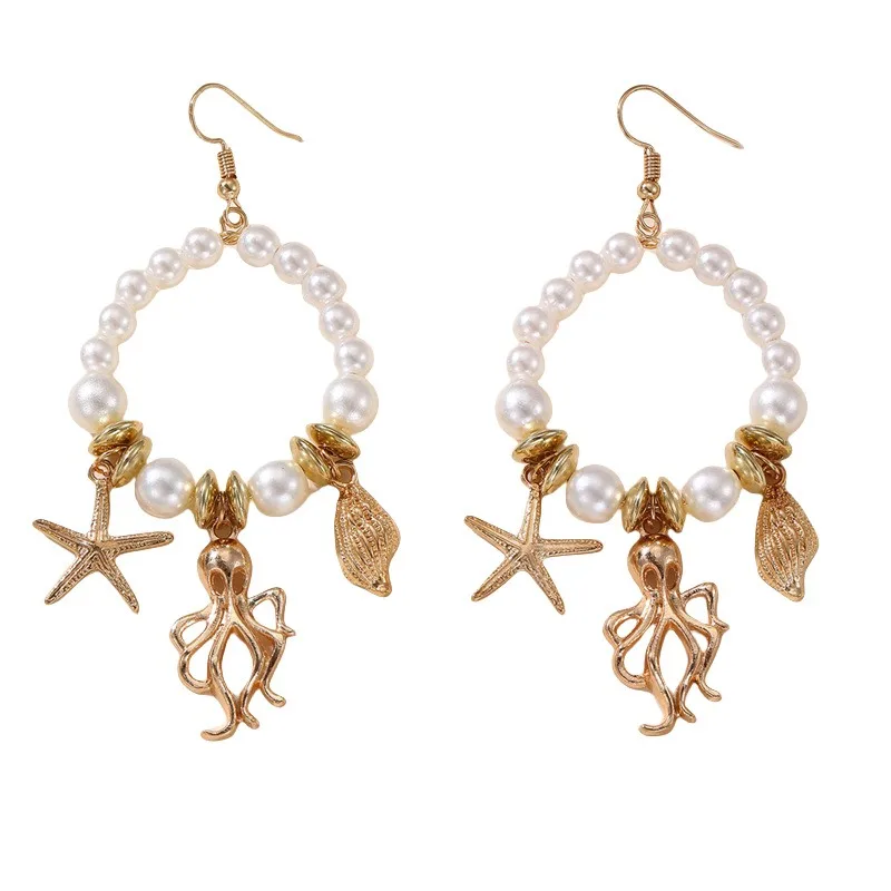 Женские серьги с поп-жемчугом Marine Life в богемном стиле пляжный сезон женские