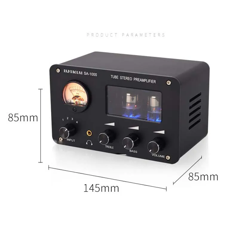 

LUSYA Audiophile Tube Preamp 4-input 2-output HIFI Preamp with Built-in VU Level Meter High-bass Adjustment Headphone Amplifier