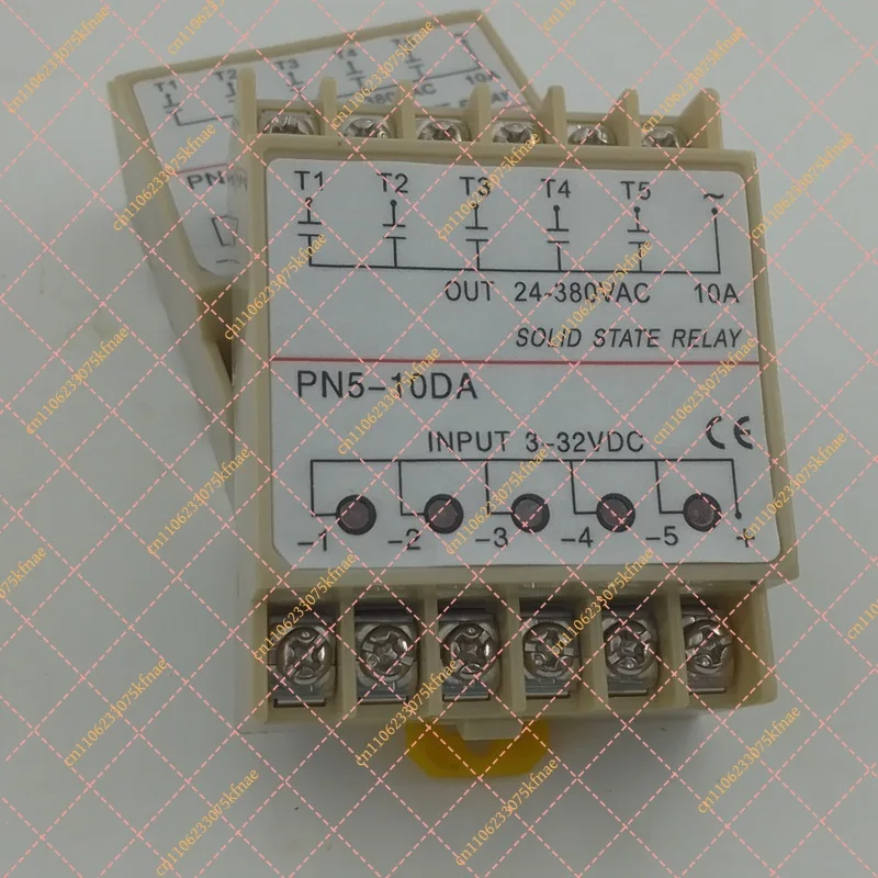 Твердотельное реле PN5-10DA на DIN-рейку, 5 групп, 5 входов, 3~32В DC, выход 24~380В AC, однофазное, DC (art.: 3920db2cdaee8) - 3920db2cdaee8