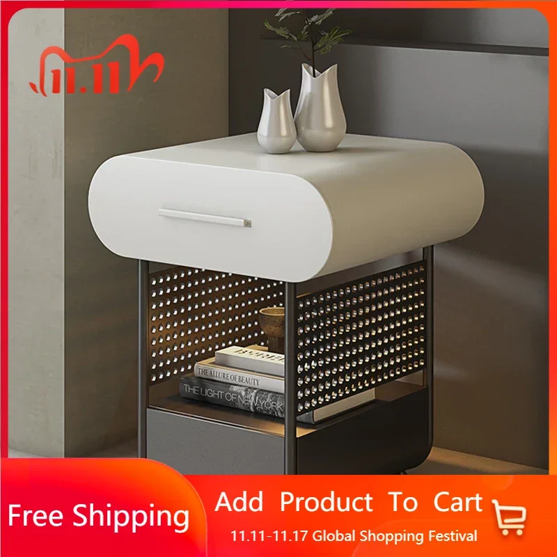 

Fashion Small Bedside Table Italian Nordic Minimalist Narrow Bedside Table Wood Italian Mesita Noche Luxury Furniture GXR45XP