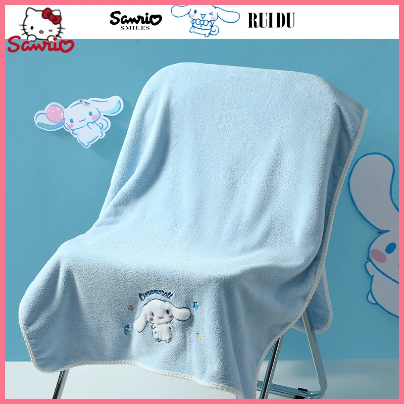 

Мультяшное банное полотенце Sanrio, бытовое Впитывающее быстросохнущее детское полотенце из коралловой шерсти, из чистого хлопка, подарок