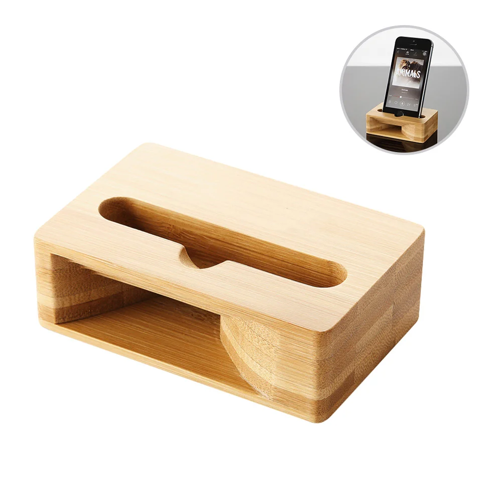

Phone Stand Holder Loudspeaker Base Mobile Desktop Wooden Support Sound Amplifier Bracket Multi Function