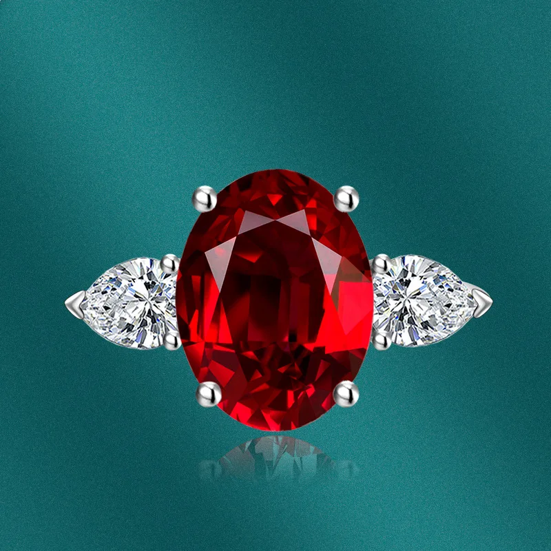 

2022 New Colored Diamond Pigeon Egg Ring Fashion Big Diamond Oval High Carbon Diamond 10 Carat Ring Bridal Wedding Jewelry