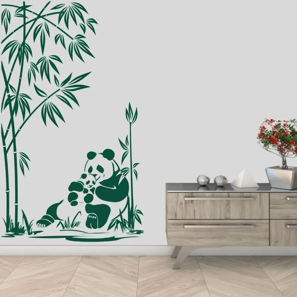 Милые панды в бамбуковой искусстве природные деревья украшение для дома и