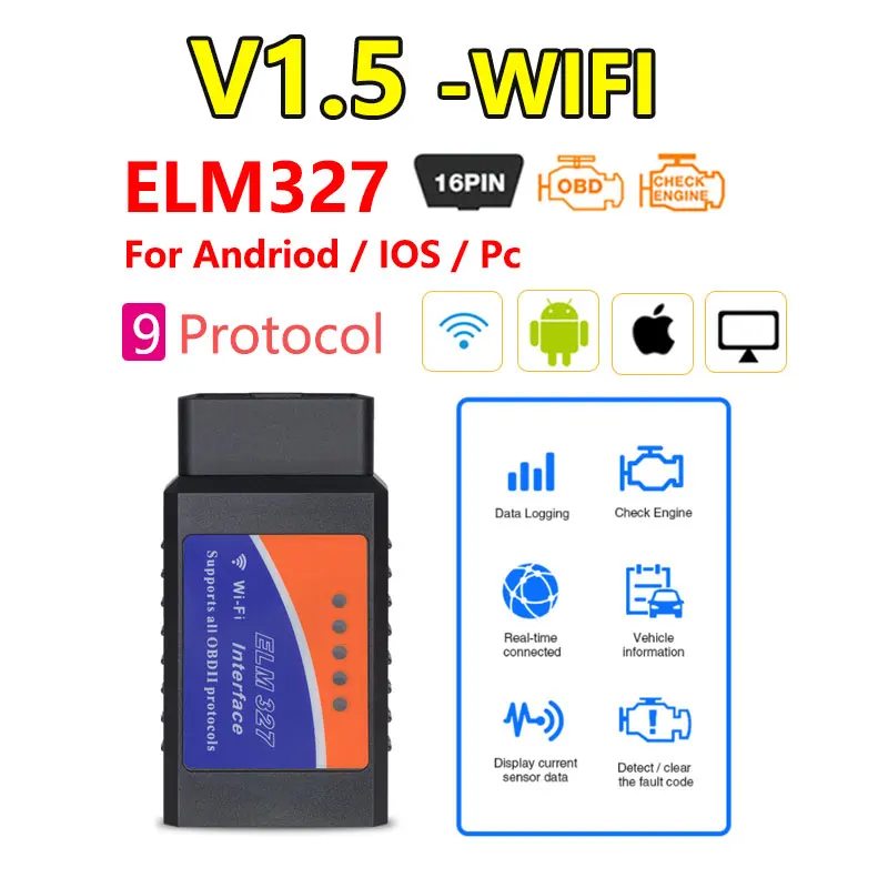 Elm327 OBD2 Mini Scanner for Car Elm 327 V 1.5 Bluetooth Wifi Vcds Obd 2 Diagnostic Scanner Chip Android/IOS Code Reader