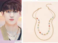 2022 kpop new dongkiz park jae chan twist color necklace couple double clavicle chain pendant celebrity jewelry gift
