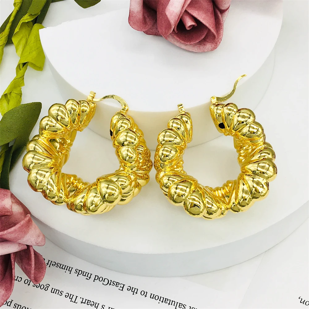 

Fashion Gold-Plated Earrings Ladies Large Pendants Dubai Indian Jewelry Bridal Accessories Wedding Anniversary Gifts