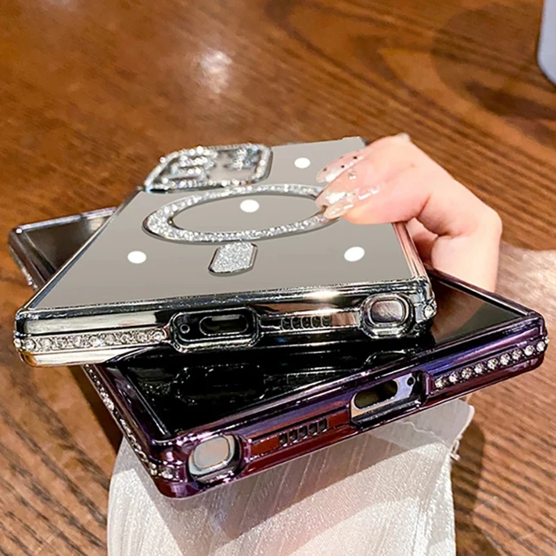 Модный Магнитный чехол с покрытием и бриллиантами для Samsung Galaxy S24 23 22 Ultra Plus