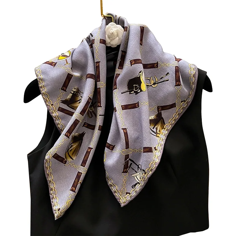 Ретро тотем узор шелк шерсть квадратный шарф для женщин ins дизайн чувствительный