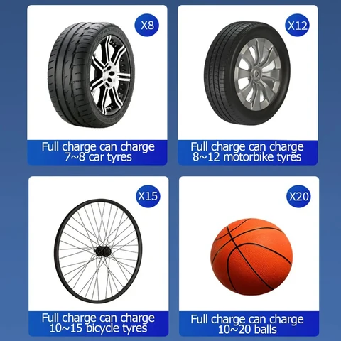 Psi перезаряжаемый воздушный насос, электрический насос для шин, воздушный компрессор, цифровой беспроводной автомобильный насос для шин для автомобилей и мотоциклов