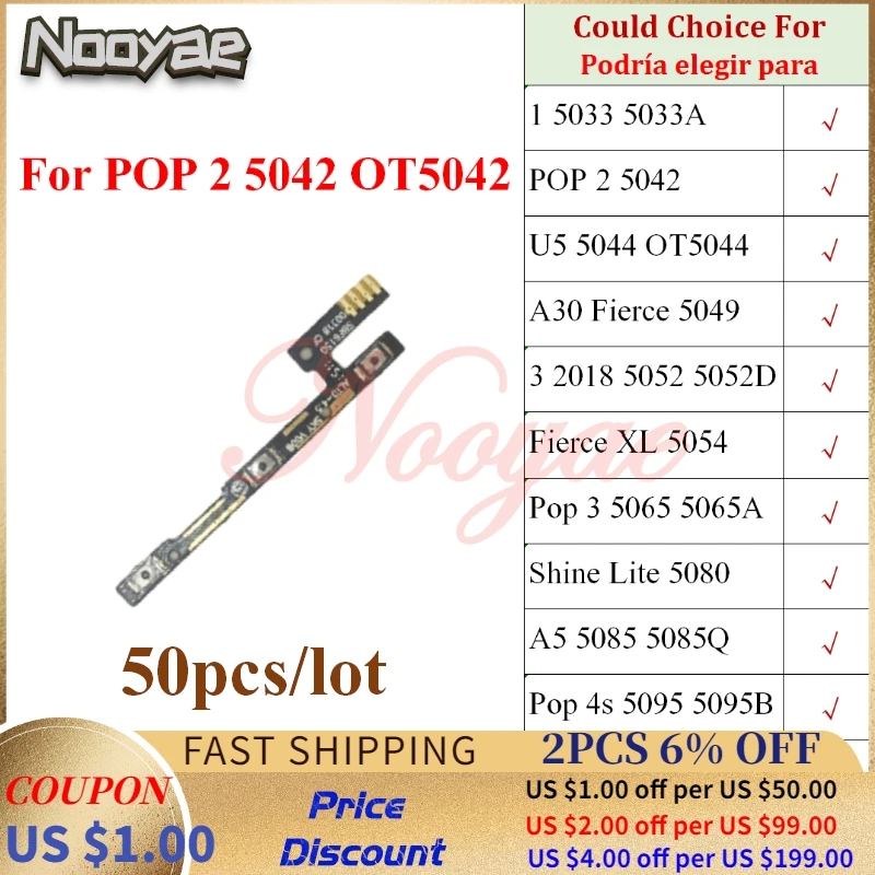 

Гибкий кабель для Alcatel 1, 3, 5033, 5042, 5044, 5049, 5052, 5054, 5065, 5080, 5095, 50 шт./лот