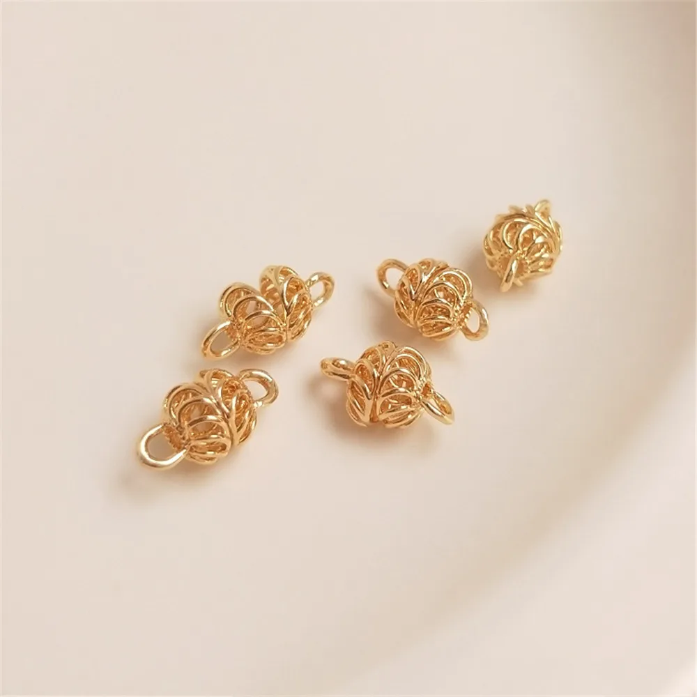 

14K Gold Filled Plated lantern beads pendant accessories double hanging beads diy handmade earrings bracelet material