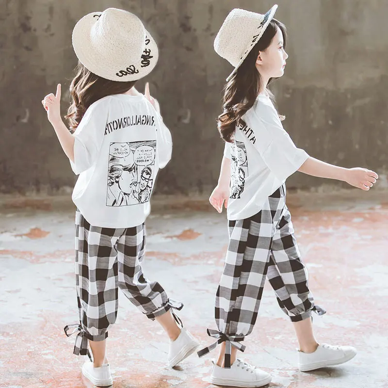 

2021 Summer Girls Clothing Sets Girls Short Sleeve T-shirt+Casual Pants Teen Girl Clothes 8 10 12 14 Years back to school outfit