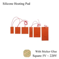 5v 12v 24v 110v 220v silicone rubber heating pad square flat heater band mat plate waterproof 3d printer glue sticker adhesive