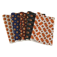 basketball pattern printed lychee grain faux leather for diy hair bows earrings crafts 30x136cm