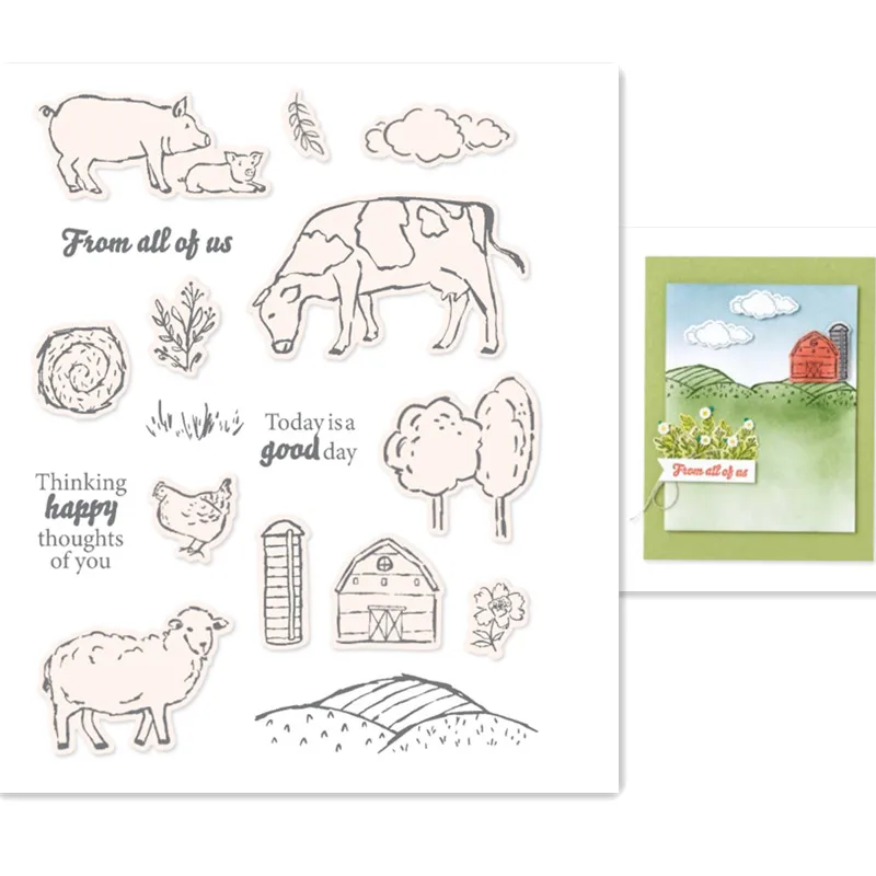 

ON THE FARM Cutting Dies And Rubber Stamps For Scrapbooking Making Embossing Crafts DIY Stencil Template DIY 2023 New Christmas