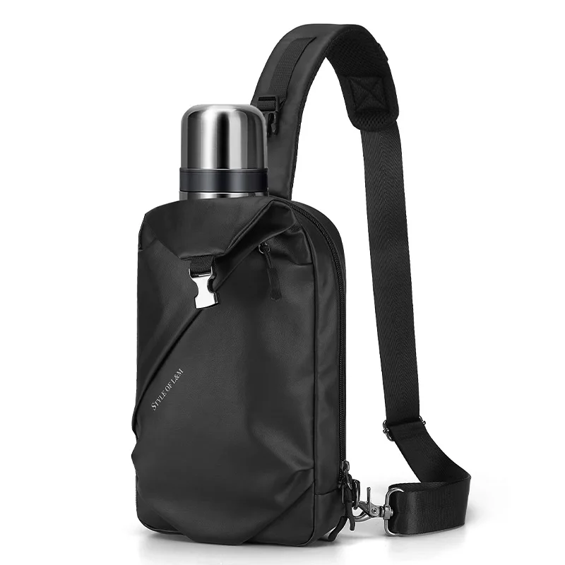 New men's chest bag Men's fashion casual single shoulder crossbody bag waterproof microfiber leather small backpack lightweight