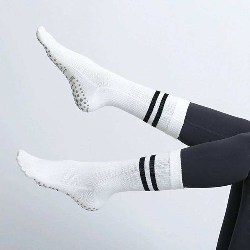 10 Pairs Cotton Women Toe Socks Stockings Five Finger High Tube Autumn Winter Open Toe Comfortable Anti-Skid Yoga Stockings