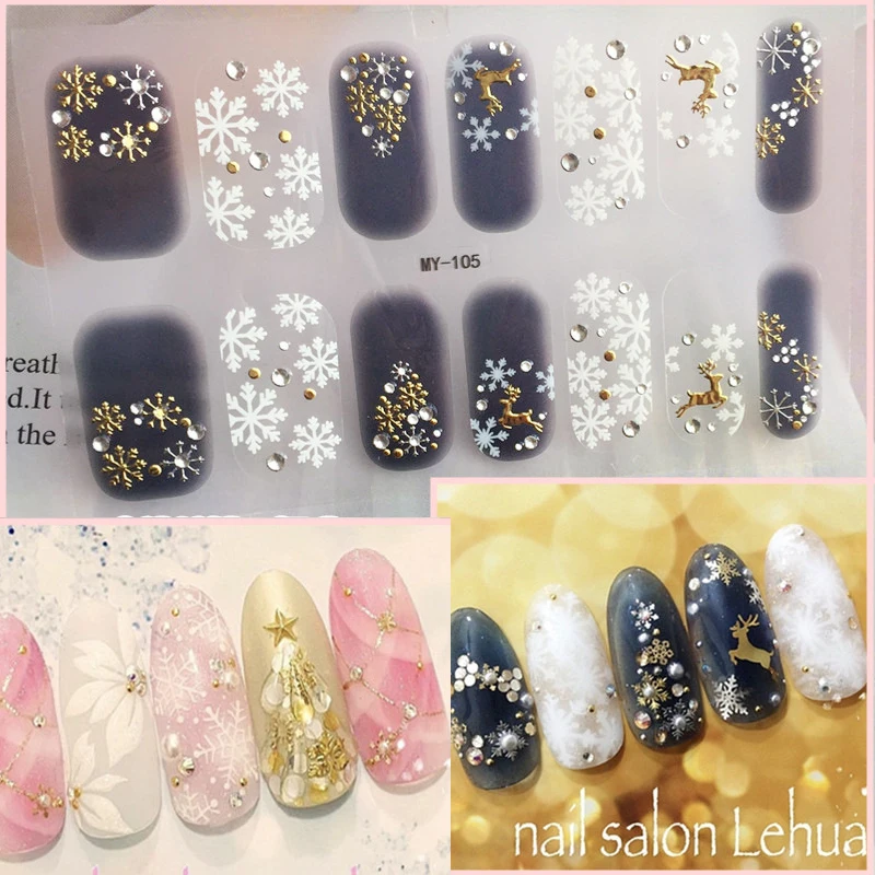 

5D Three-dimensional Diamond Bronzing Nail Stickers Designer Stereo Star Moon Snowflake Christmas Nail Art Decorations Decals