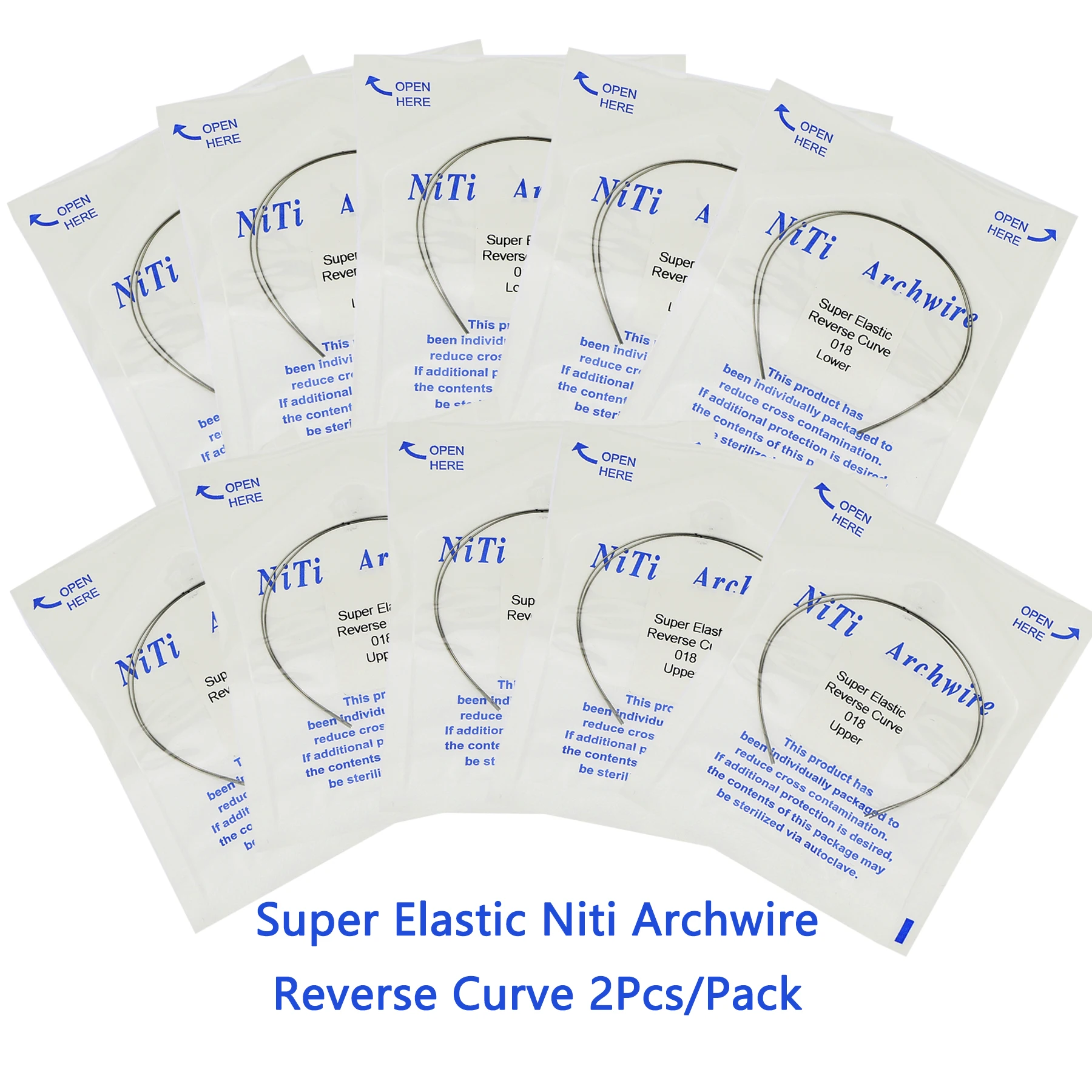 10 Packs Dental Orthodontic Archwire Super Elastic Niti Reverse Curve Round Arch Wire 014 Upper Lower Retainer Brace Chair