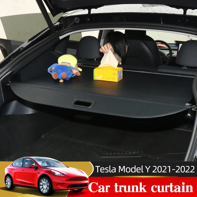 

Trunk Cargo Cover For Tesla Model Y Tailgate Security Shield Rear Luggage Curtain Retractable Partition Privacy Car Accessories