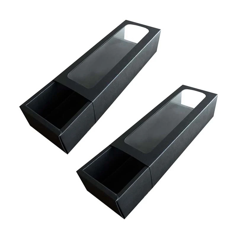 

20Pcs PVC Strip Kraft Paper Box Window Drawer Box Cow Rolling Biscuit Gelatin Cake Gift Box(Black)