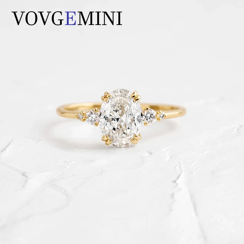 

VOVGEMINI 2carat Oval Moissanite Wedding Ring Original 14k Pure Gold Rings For Women Jewelry Au 750 Gra Certification Romantic