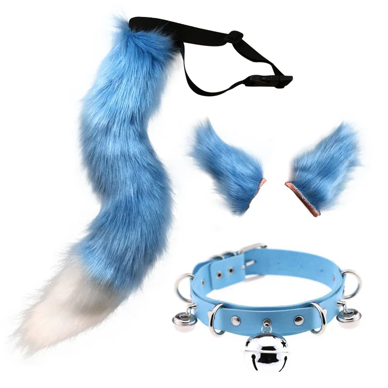 3Pcs Fur Cat Ears Headband Neck Collar Tail Set Halloween Easter Christmas Cosplay Costume Plush Fluffy Fox Wolf Hair Clips images - 6