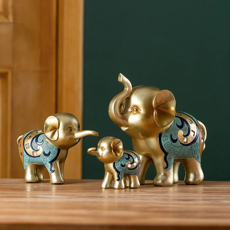 

European style Feng Shui elephant ornaments resin creative animal home decoration craft ornaments gifts living room decoration