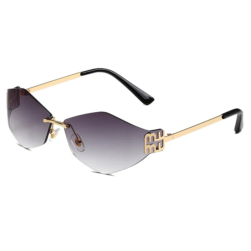 Mu ромб модные роскошные женские солнцезащитные очки без оправы брендовые