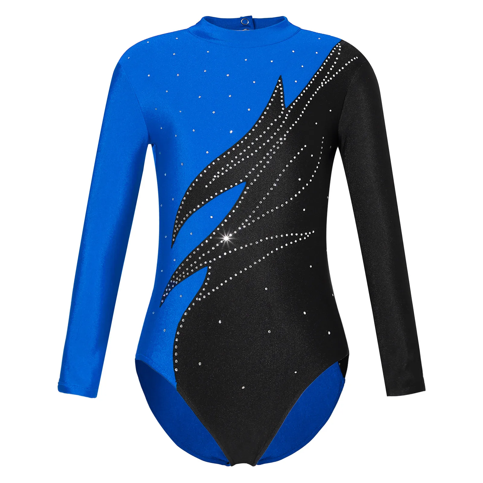 

Kids Girls Ballet Dance Gymnastics Leotards Long Sleeve Shiny Rhinestone Bodysuit Figure Skating Competition Performance Costume