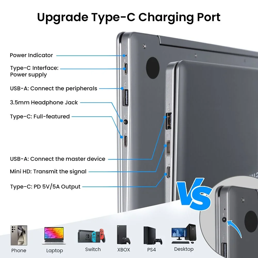 Фото Портативный монитор Elecrow CrowView Note 14 дюймов IPS 1080P с Arduino UNO Q, USB-C, встроенной HD-камерой и динамиком для SBC-ноутбуков №5