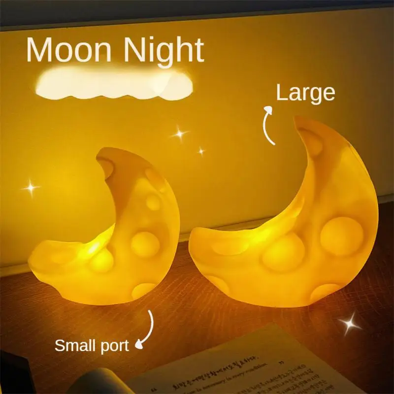 

Креативный милый ночник, мультяшный кролик, луна, лампа для спальни, прикроватная лампа, декоративная маленькая настольная лампа, атмосферная лампа, подарок