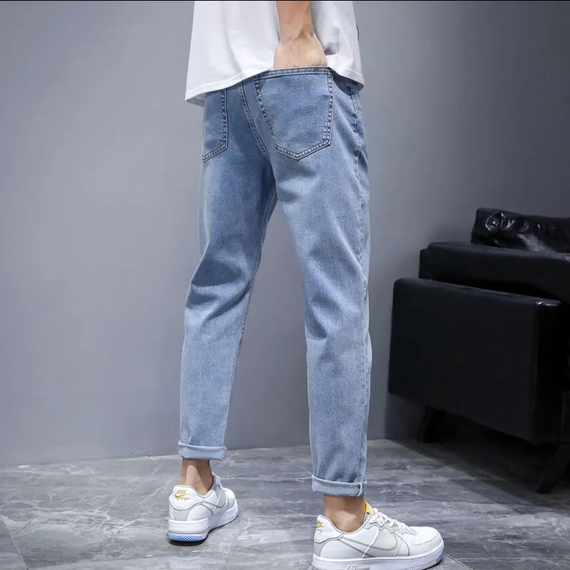 22ss Street Fashion Men Jeans Light Blue Versatile Denim Trousers Mid Waist Baggy Jeans Casual Pants Men Clothing Jeans Men