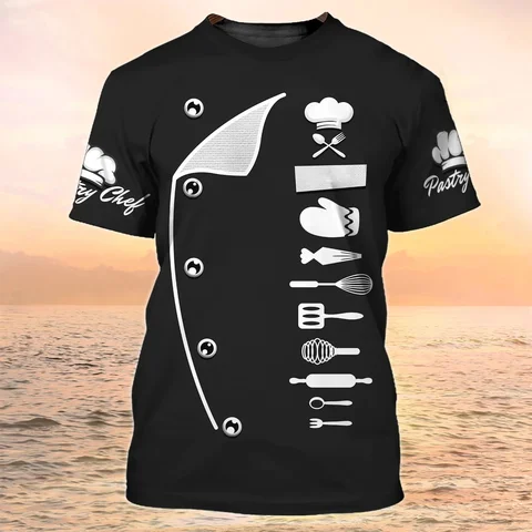 Шеф-кухар Десерт Шеф-повар Косплей 3D Harajuku Забавная футболка с принтом футболка с круглым вырезом и коротким рукавом модный топ в стиле хип-хоп