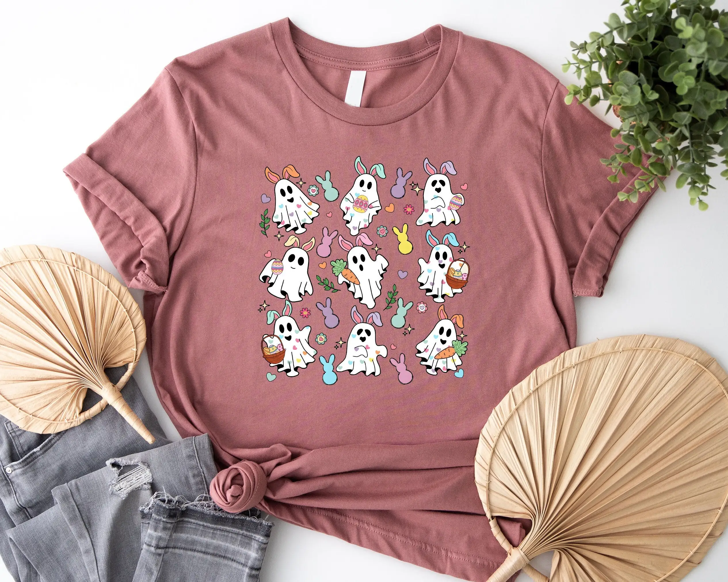 Пасхальная футболка с заячьими ушками-призраками детская жутким днем счастливый