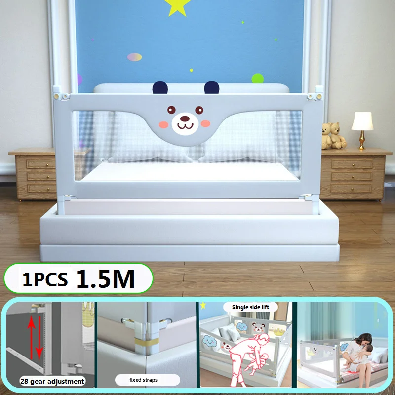 1 Pcs Baby Safety Bed Barrier Children Bedroom Cartoon Protector Kids Sleeping Anti-Fall Security Rail Protective Toddler Fence images - 6