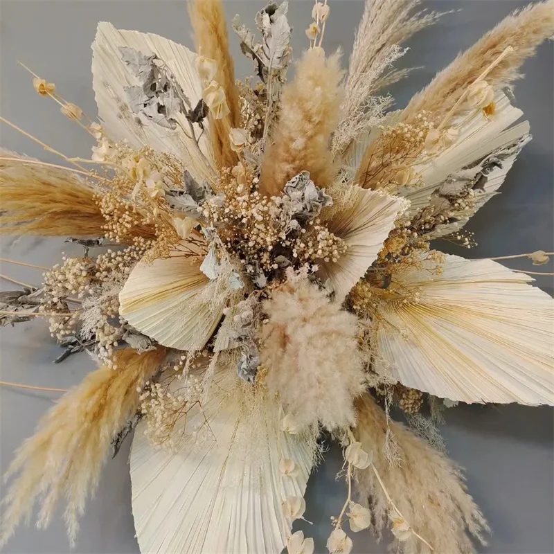 

DIY Boho Wedding Arch Mixed Dry Palm Pampas Grass Bundle Home Floral Decor Valentines Day Gift Preserved Dried Flower Bouquet