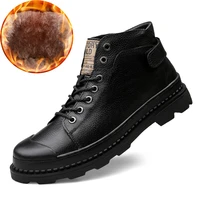 super warm men s genuine leather snow boots waterproof rubber boots retro england shoes winter leisure big size