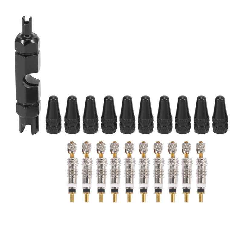 

Комплект сердечников клапана Presta-колпачки клапанов Presta, инструмент Presta для снятия-ремонт бескамерных клапанов шин для горного и дорожного ...