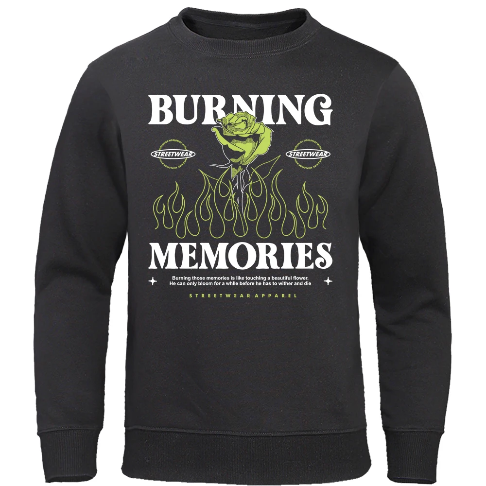 

Burning Memories Beautiful Flower Hoodies Male Sport Oversized Sweatshirt Fashion Loose Clothing Comfortable Graphic Hoodie Men