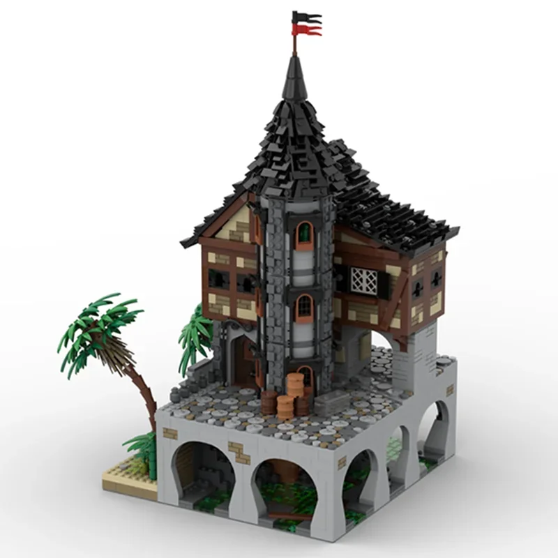 11944 шт. Moc средневековая пиратская серия порт соуда дома модель строительные
