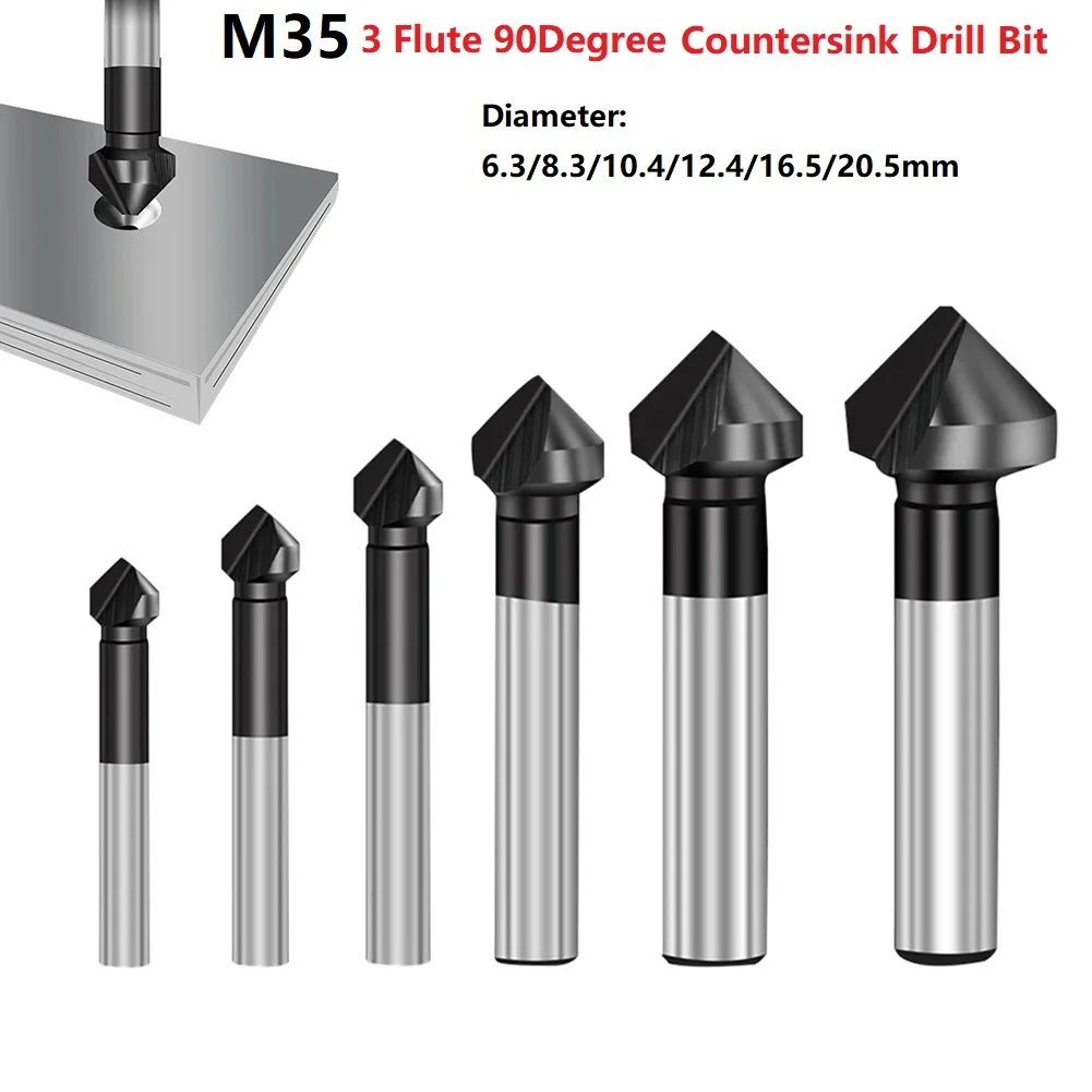 

Round Shank 3 Flute 90 Degree HSS Chamfer Chamfering Cutter End Mill Tool Countersink Drill Bit Set 6.3-20.5MM Countersunk Drill
