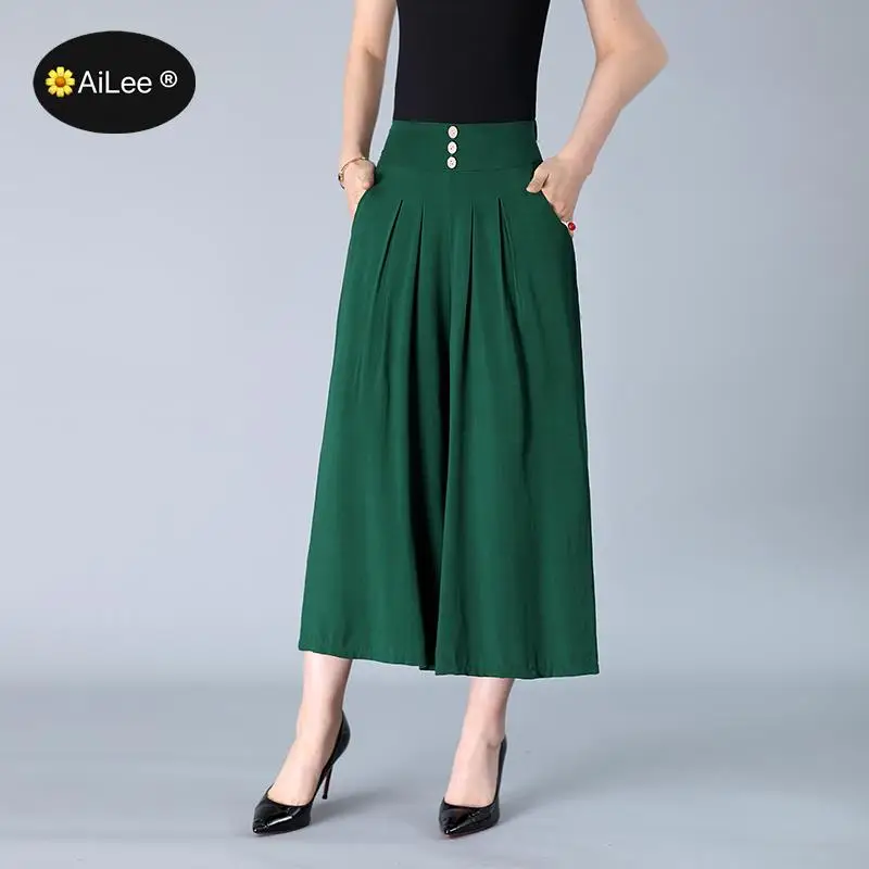Big Size 4XL Linen Summer New Casual Women Shorts Skirts High Waist Wide Leg Pleated Skirt Women Soft Skirt Feminina Bermudas